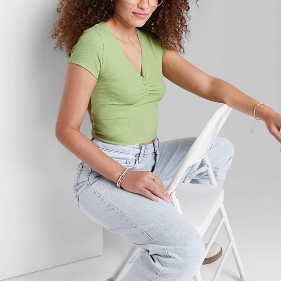 wild fable Tops - BIN#1 - WILD FABLE Youth’s XL Green Semi-Cropped Short-Sleeved Top NWTs